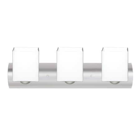 Besa Lighting Rise Vanity, Opal Matte, Satin Nickel Finish, 3x9W LED 3WZ-449807-LED-SN